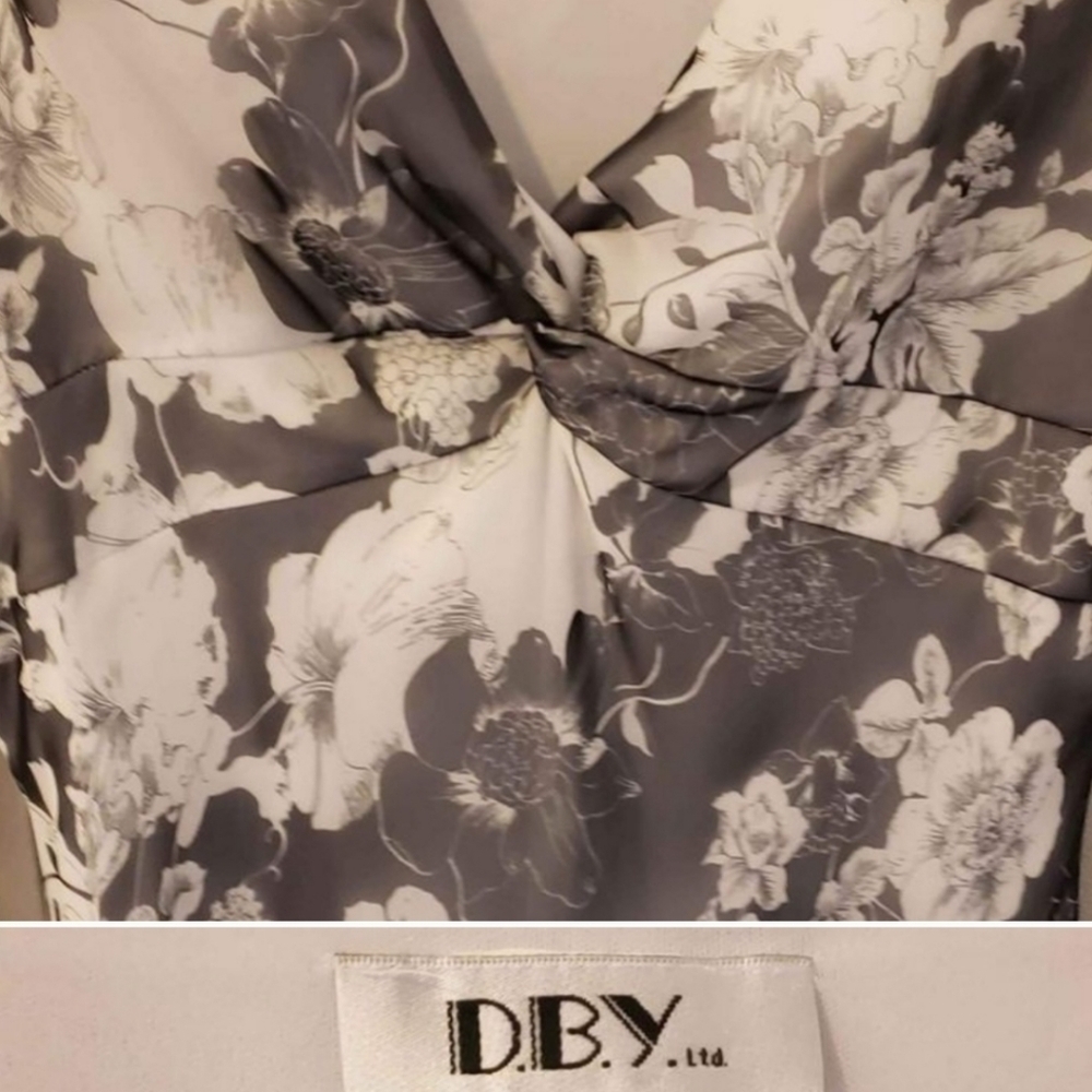 DBY Ltd Black White Sheer Floral Dress - Picture 3 of 4